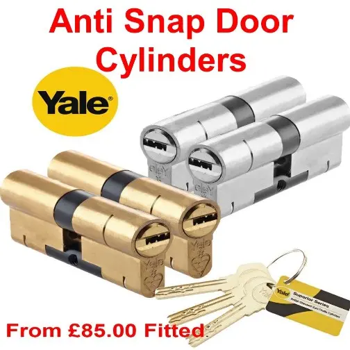 We supply and fit Anti-snap door cylinder door locks, No call out charge, from a buget lock to top of the range.
